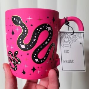Cobwebs & Cauldrons Pink Snake Sparkle Halloween Coffee Mug